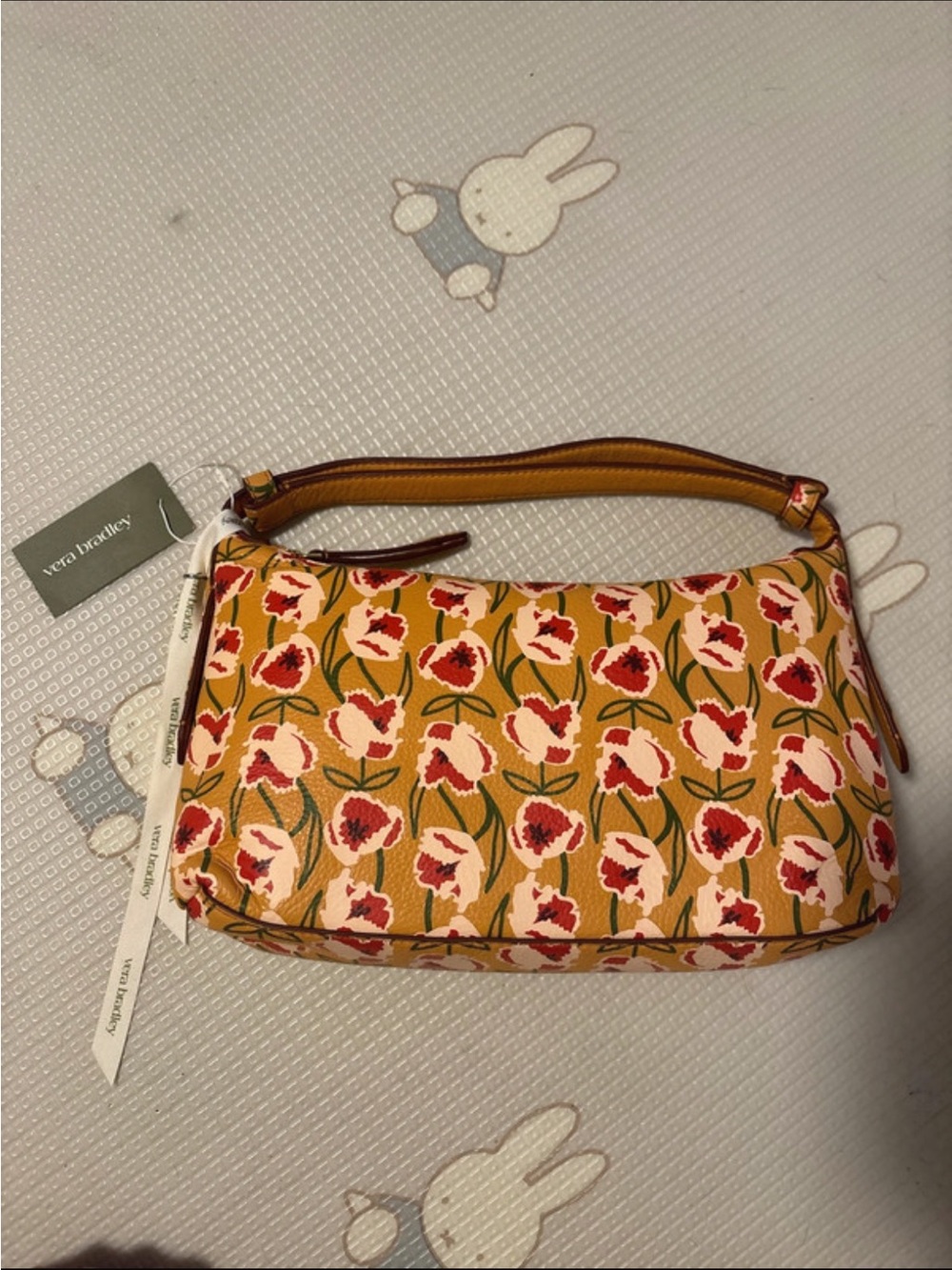 Vera Bradley Mustard Tulip Print Shoulder Bag